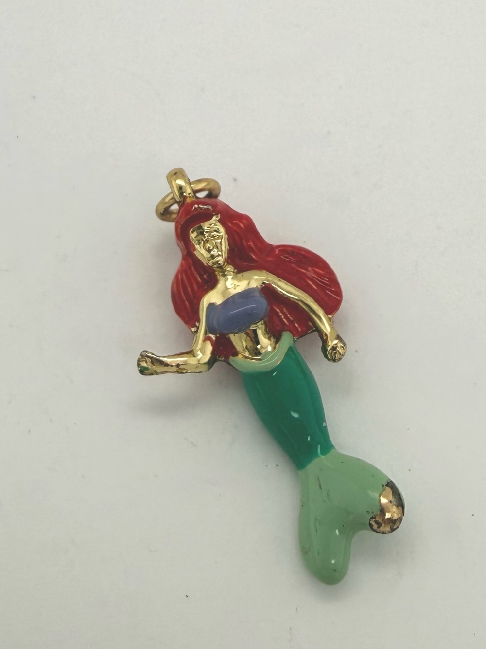 Vintage Y2K Disney Ariel Little Mermaid Pendant Necklace Charm Gold Tone